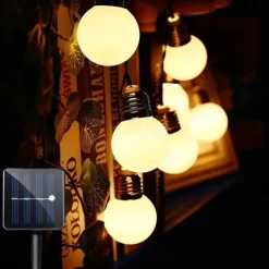 Elegant Wedding Party Reception 5M Outdoor Solar String Lights with G50 Bulbs – IP65 Waterproof LED for Wedding, Garden, Patio & Café