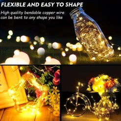 Elegant Wedding Party Reception 100LED Twinkle Star Copper Wire Fairy String Lights – 33ft USB Powered with Remote, 8 Modes for Home Garden Decor