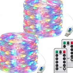 Elegant Wedding Party Reception 100LED Twinkle Star Copper Wire Fairy String Lights – 33ft USB Powered with Remote, 8 Modes for Home Garden Decor