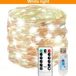 Elegant Wedding Party Reception 100LED Twinkle Star Copper Wire Fairy String Lights – 33ft USB Powered with Remote, 8 Modes for Home Garden Decor