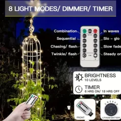 Elegant Wedding Party Reception 100LED Twinkle Star Copper Wire Fairy String Lights – 33ft USB Powered with Remote, 8 Modes for Home Garden Decor