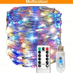 Elegant Wedding Party Reception 100LED Twinkle Star Copper Wire Fairy String Lights – 33ft USB Powered with Remote, 8 Modes for Home Garden Decor