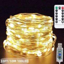 Elegant Wedding Party Reception 20M 200LED Copper Wire Fairy Lights – USB Plug 8 Modes Remote Control Waterproof for Home Garden Patio Decor