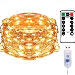 Elegant Wedding Party Reception 10M 100LED Copper Wire USB Plug-in Fairy String Lights with Remote - 8 Modes Waterproof for Birthday, Room, Valentine's Day