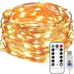 Elegant Wedding Party Reception 10M 100LED Copper Wire USB Plug-in Fairy String Lights with Remote - 8 Modes Waterproof for Birthday, Room, Valentine's Day