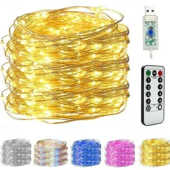 Elegant Wedding Party Reception 10M 100LED Copper Wire USB Plug-in Fairy String Lights with Remote - 8 Modes Waterproof for Birthday, Room, Valentine's Day