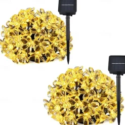 Elegant Wedding Party Reception LED Solar Outdoor String Lights - 7M-50LEDs to 12M-100LEDs, Waterproof 8 Modes for Garden, Christmas Tree, Patio, Home Decor