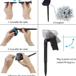 Elegant Wedding Party Reception LED Solar Outdoor String Lights - 7M-50LEDs to 12M-100LEDs, Waterproof 8 Modes for Garden, Christmas Tree, Patio, Home Decor