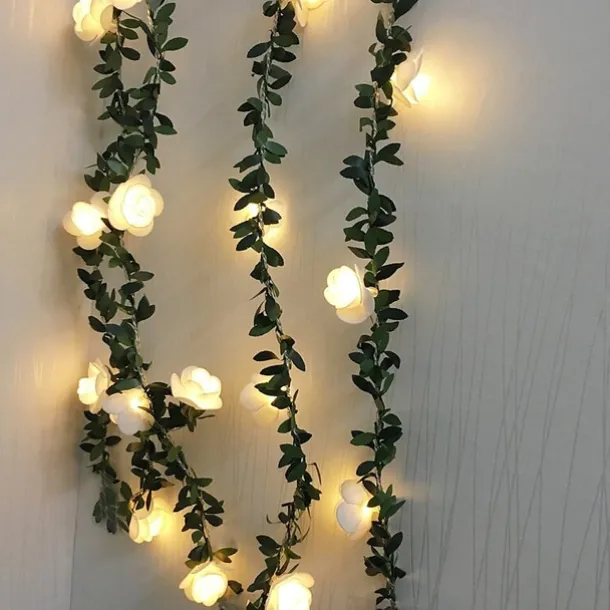 Elegant Wedding Party Reception 6M Artificial Plants LED String Light - Creeper Green Leaf Ivy Vine for Valentine's Day, Home Decor, DIY Hanging Garden Yard Lighting 1 Set