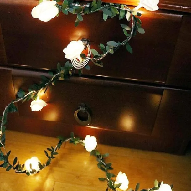 Elegant Wedding Party Reception 6M Artificial Plants LED String Light - Creeper Green Leaf Ivy Vine for Valentine's Day, Home Decor, DIY Hanging Garden Yard Lighting 1 Set