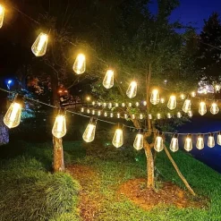 Elegant Wedding Party Reception Solar Outdoor String Lights – 5M 20 Vintage Bulbs for Camping, Patio, Garden, Waterproof LED Light with Solar Panel