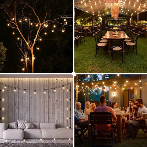 Elegant Wedding Party Reception 5M 20LED Solar Globe String Lights with Remote, Retro G50 Bulbs, IP65 Waterproof for Outdoor Garden Party, Holiday Home Decoration