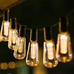 Elegant Wedding Party Reception 5M 20LED Solar Globe String Lights with Remote, Retro G50 Bulbs, IP65 Waterproof for Outdoor Garden Party, Holiday Home Decoration