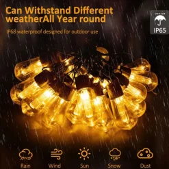 Elegant Wedding Party Reception 5M 20LED Solar Globe String Lights with Remote, Retro G50 Bulbs, IP65 Waterproof for Outdoor Garden Party, Holiday Home Decoration