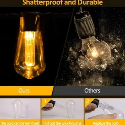 Elegant Wedding Party Reception 5M 20LED Solar Globe String Lights with Remote, Retro G50 Bulbs, IP65 Waterproof for Outdoor Garden Party, Holiday Home Decoration