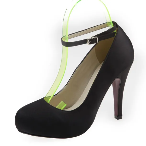 Elegant White Satin Ankle Strap High Heels – Classic Bridal Pumps for Weddings, Formal Events & Evening Parties