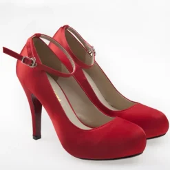 Elegant White Satin Ankle Strap High Heels – Classic Bridal Pumps for Weddings, Formal Events & Evening Parties