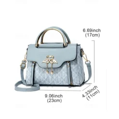 Elegant Women's Beige Crossbody Handbag – Luxury Monogram Design with Heart Pendant & Top Handle