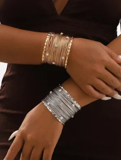 Elegant Woven Cuff Bracelet with Rhinestone Accents – Fashion Statement Jewelry for Women