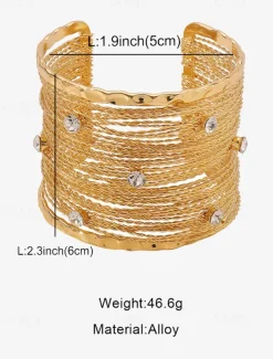 Elegant Woven Cuff Bracelet with Rhinestone Accents – Fashion Statement Jewelry for Women