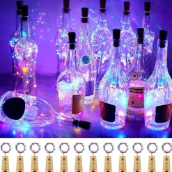 Elegant Wedding Reception Party 1/2/6/10pcs Wine Bottle String Lights 2m 20LEDs with Cork Warm White White Multi Color Red Blue Waterproof Christmas Wedding Decoration Batteries Powered