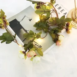 Elegant Wedding Reception Party 2.2M LED Fairy String Lights - 20 Rose Flower Decor String Lights for Christmas, Weddings, Valentine's & Parties AA Battery Powered