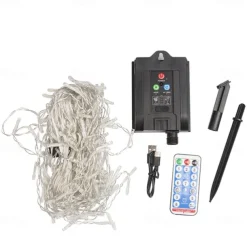 Elegant Wedding Reception Party Outdoor Solar LED String Lights, USB Charging Curtain Fairy Lights 3*3m, Christmas Icicle String Lights Waterfall Lamp Wedding Room Garland Garden Outdoor Decor