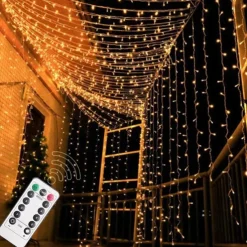 Elegant Wedding Reception Party USB LED Canopy String Lights, 3M/5M/10M Full Sky Star Fairy Lights with Remote Control 8 Modes for Christmas Garden & Wedding Decor