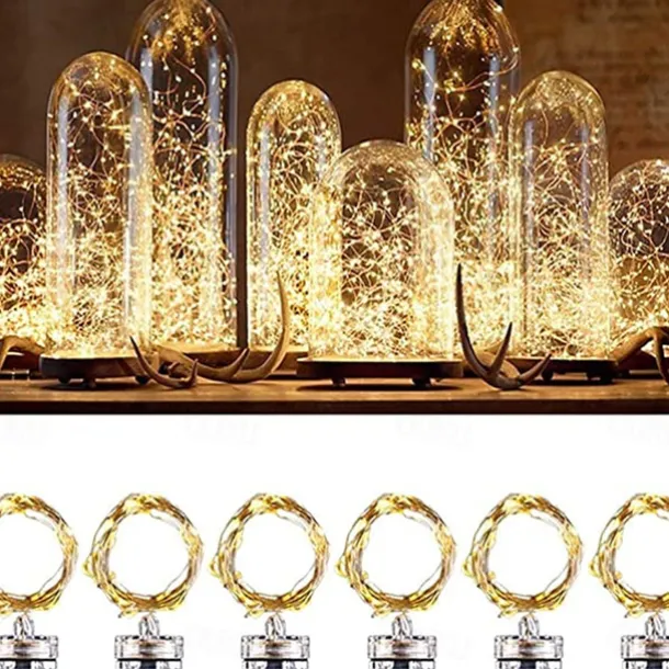 Elegant Wedding Reception Party 10pcs Waterproof LED Candles String Lights 1m 2m Copper Wire String Garland Submersible Vase Bottle Fairy Lamp for Christmas Wedding