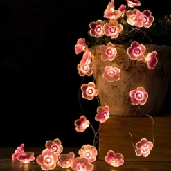 Elegant Wedding Reception Party LED String Light 2/3/4M LED Peach Blossom Fairy String Lights Battery Operated 20/30/40LEDs Christmas Outdoor Flower Shape Garden Wedding Decorative String Lamp