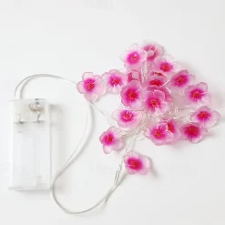 Elegant Wedding Reception Party LED String Light 2/3/4M LED Peach Blossom Fairy String Lights Battery Operated 20/30/40LEDs Christmas Outdoor Flower Shape Garden Wedding Decorative String Lamp