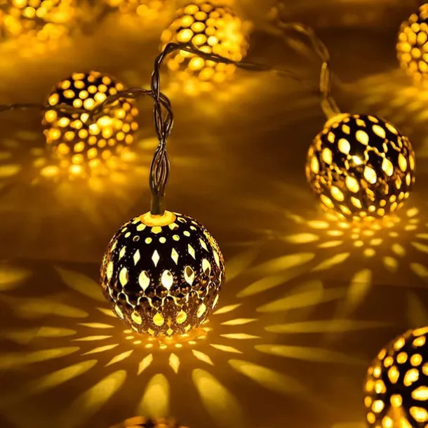 Elegant Wedding Reception Party Solar Moroccan String Lights LED Globe Fairy Lights Outdoor Waterproof 8 Lighting Modes IP65 Waterproof Ball Light Christmas Wedding Party Garden Holiday Decoration