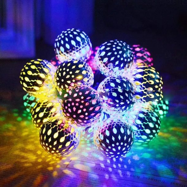 Elegant Wedding Reception Party Solar Moroccan String Lights LED Globe Fairy Lights Outdoor Waterproof 8 Lighting Modes IP65 Waterproof Ball Light Christmas Wedding Party Garden Holiday Decoration
