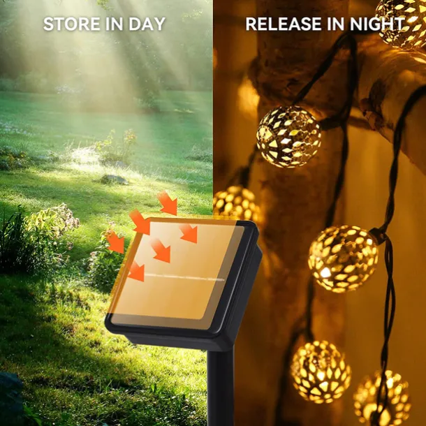 Elegant Wedding Reception Party Solar Moroccan String Lights LED Globe Fairy Lights Outdoor Waterproof 8 Lighting Modes IP65 Waterproof Ball Light Christmas Wedding Party Garden Holiday Decoration