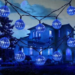 Elegant Wedding Reception Party Solar Moroccan String Lights LED Globe Fairy Lights Outdoor Waterproof 8 Lighting Modes IP65 Waterproof Ball Light Christmas Wedding Party Garden Holiday Decoration