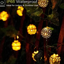 Elegant Wedding Reception Party Solar Moroccan String Lights LED Globe Fairy Lights Outdoor Waterproof 8 Lighting Modes IP65 Waterproof Ball Light Christmas Wedding Party Garden Holiday Decoration