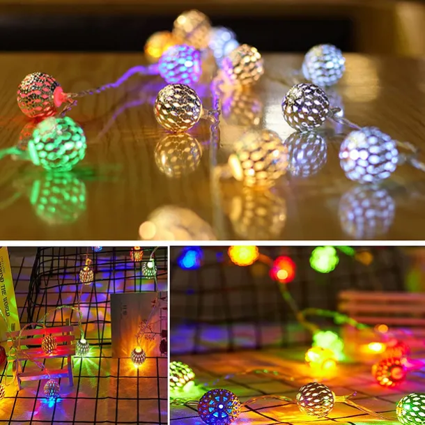 Elegant Wedding Reception Party Solar Moroccan String Lights LED Globe Fairy Lights Outdoor Waterproof 8 Lighting Modes IP65 Waterproof Ball Light Christmas Wedding Party Garden Holiday Decoration