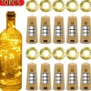 Elegant Wedding Reception Party 30pcs/10pcs LED Wine Bottle String Lights with Cork, 1m/2m 20 LEDs, Battery-Powered Bottle Lights for Party Wedding Christmas Halloween Bar Decor Lamp