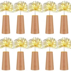 Elegant Wedding Reception Party 30pcs/10pcs LED Wine Bottle String Lights with Cork, 1m/2m 20 LEDs, Battery-Powered Bottle Lights for Party Wedding Christmas Halloween Bar Decor Lamp