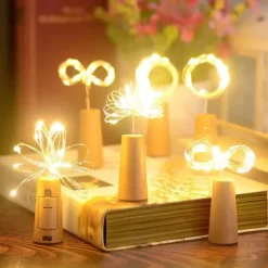 Elegant Wedding Reception Party 30pcs/10pcs LED Wine Bottle String Lights with Cork, 1m/2m 20 LEDs, Battery-Powered Bottle Lights for Party Wedding Christmas Halloween Bar Decor Lamp