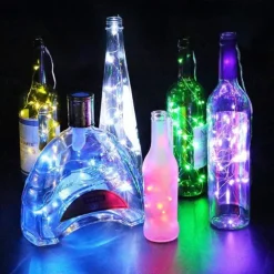 Elegant Wedding Reception Party 30pcs/10pcs LED Wine Bottle String Lights with Cork, 1m/2m 20 LEDs, Battery-Powered Bottle Lights for Party Wedding Christmas Halloween Bar Decor Lamp