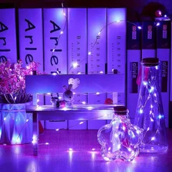 Elegant Wedding Reception Party 30pcs/10pcs LED Wine Bottle String Lights with Cork, 1m/2m 20 LEDs, Battery-Powered Bottle Lights for Party Wedding Christmas Halloween Bar Decor Lamp