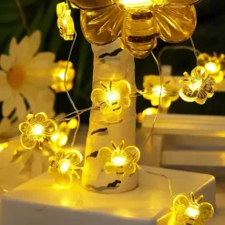 Elegant Wedding Reception Party Honey Bee Fairy String Lights Battery Operated Bee String Light Decorative Lights for Wedding Summer Party Indoor Outdoor Decoration