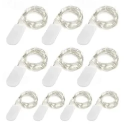 Elegant Wedding Reception Party 10Packs LED Fairy String Lights 1M 10LEDs Christmas Silver Copper Wire Light for Christmas Wedding Bedroom Decoration Party Holiday Gift