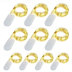 Elegant Wedding Reception Party 10Packs LED Fairy String Lights 1M 10LEDs Christmas Silver Copper Wire Light for Christmas Wedding Bedroom Decoration Party Holiday Gift