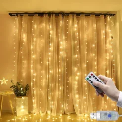 Elegant Wedding Reception Party 3Mx3M 3Mx2M USB LED Curtain String Lights Remote Control Fairy Lights New Year Christmas Valentine's Day Outdoor Wedding Home Decoration