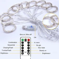 Elegant Wedding Reception Party 3Mx3M 3Mx2M USB LED Curtain String Lights Remote Control Fairy Lights New Year Christmas Valentine's Day Outdoor Wedding Home Decoration