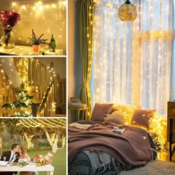Elegant Wedding Reception Party Battery-Powered LED Festoon String Lights, Christmas String Fairy Lights 3/6/10M 30/40/80 LEDs for Bedroom, Wedding, Party & Valentine's Day Decor - 4pcs/1pc