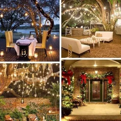 Elegant Wedding Reception Party Outdoor Solar LED String Lights Wedding Decoration 10M 33ft 100 LED 8 Lighting Modes Waterproof Fairy Lights Garden Christmas Wedding Birthday Party Holiday Decoration