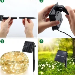 Elegant Wedding Reception Party Outdoor Solar LED String Lights Wedding Decoration 10M 33ft 100 LED 8 Lighting Modes Waterproof Fairy Lights Garden Christmas Wedding Birthday Party Holiday Decoration